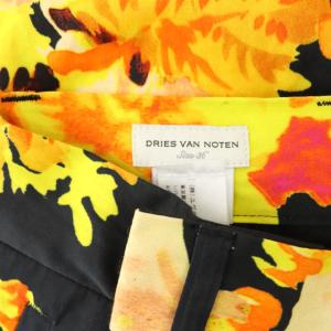 20SS フラワー柄 ワイドパンツ タック 36 オレンジ ブラック イエロー
