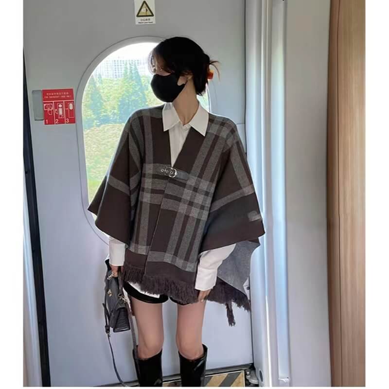 VERILADY | 主役級シンプルチェック柄ケープ