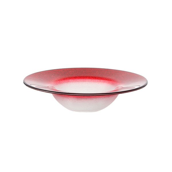 グリッター リムボウル 26cm レッド＆クリア | Vetro Felice - 幸せの