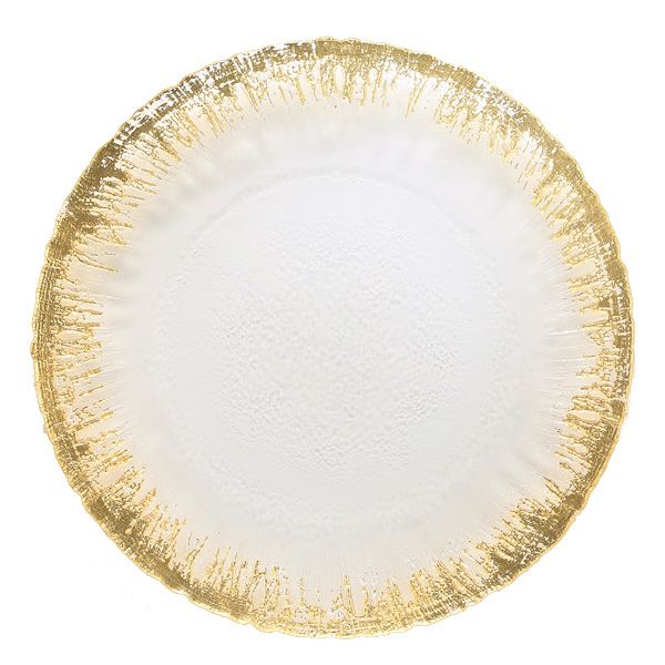 フラッシュ プレート 33cm クリア＆ゴールド | Vetro Felice - 幸せの