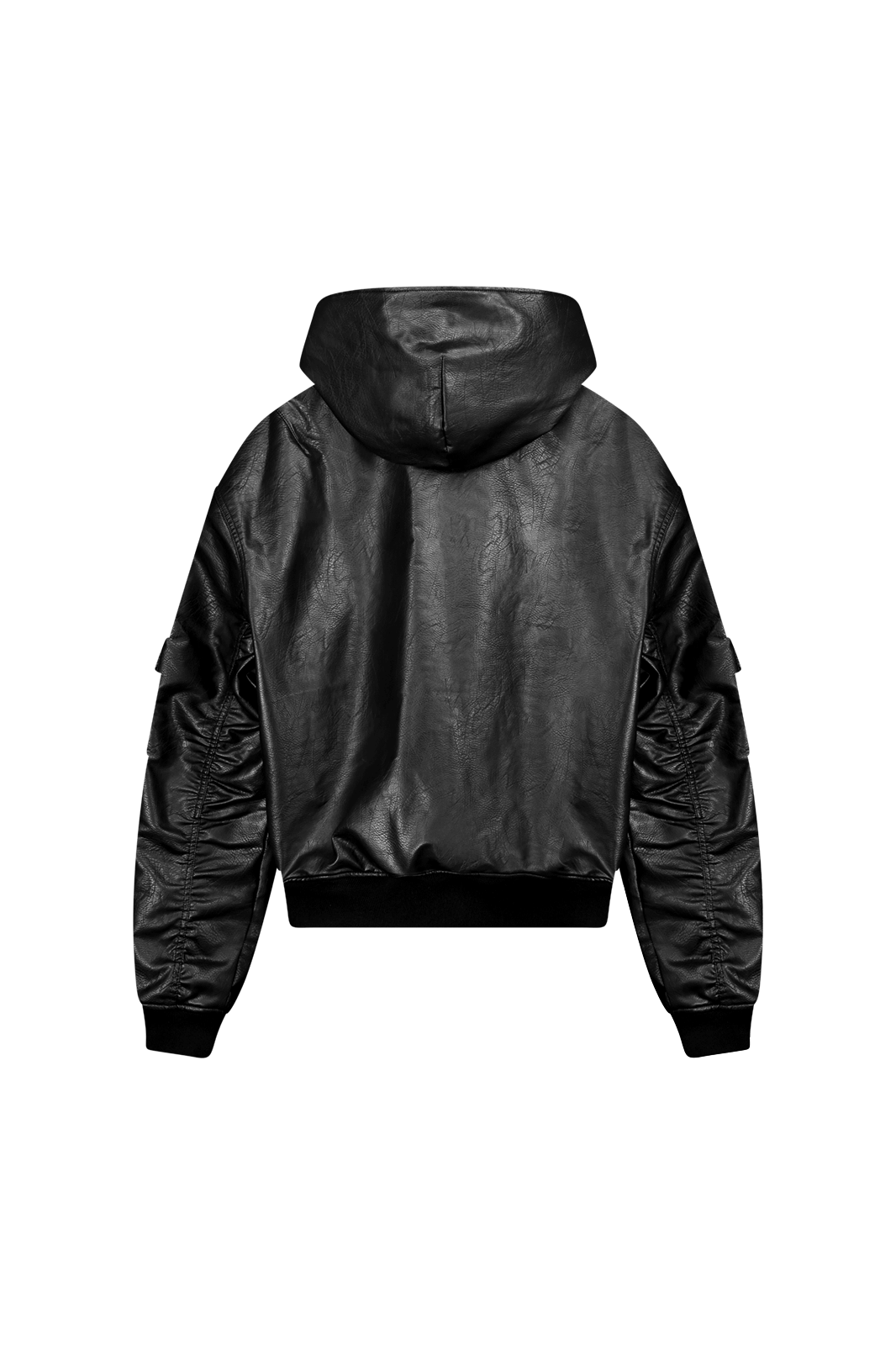 MEN'S LEATHER BOXY BOMBER JACKET - Black | VEYND