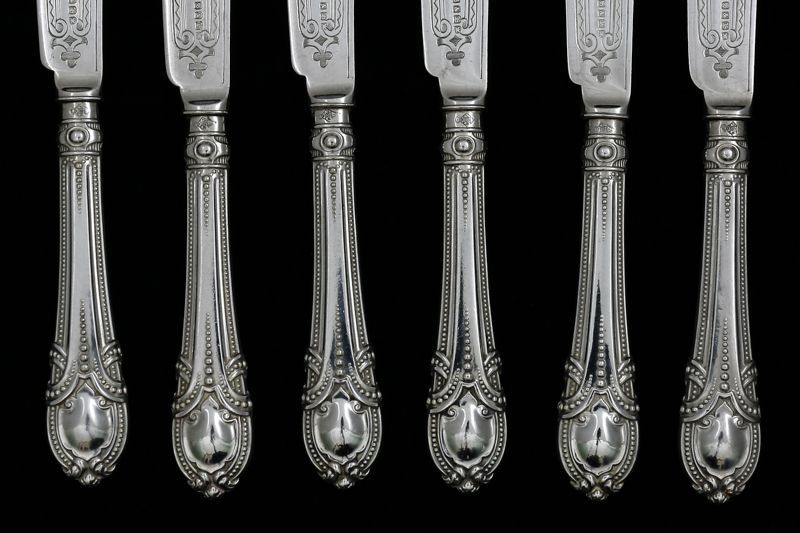 シルバープレート製 1865年 ゴシックスタイル フィッシュカトラリー 6