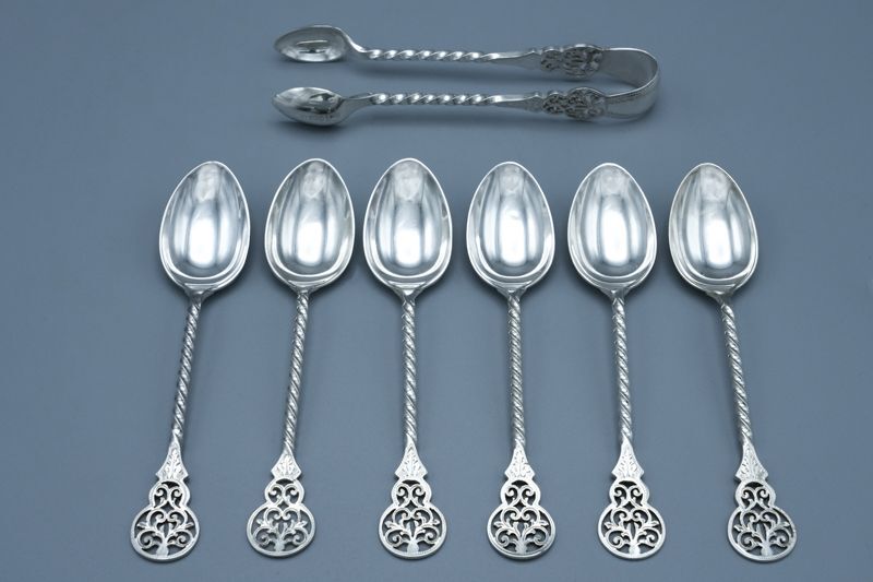 アンティークシルバー、アンティーク銀器 純銀製(925) 1896年 美透かし