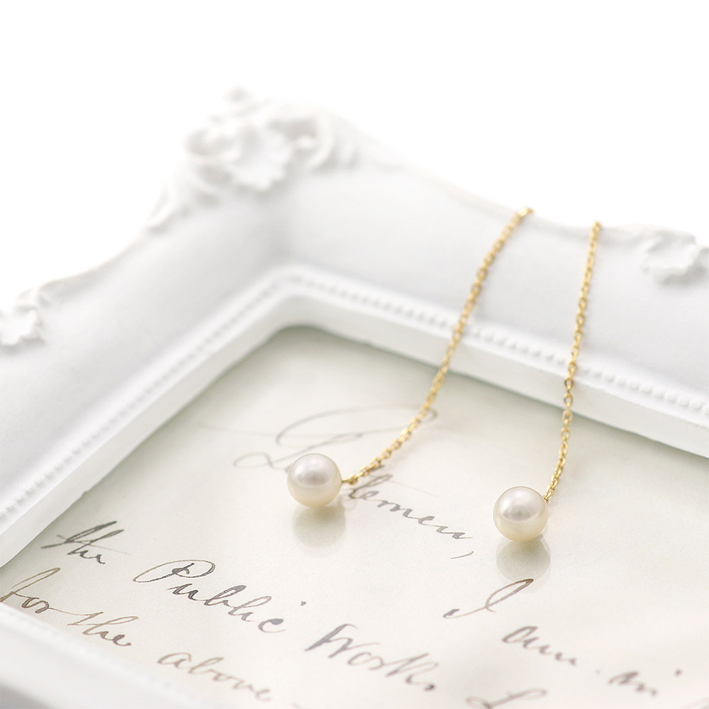 女性へのプレゼント K18YG 淡水真珠 アメリカンピアス 18金イエロー