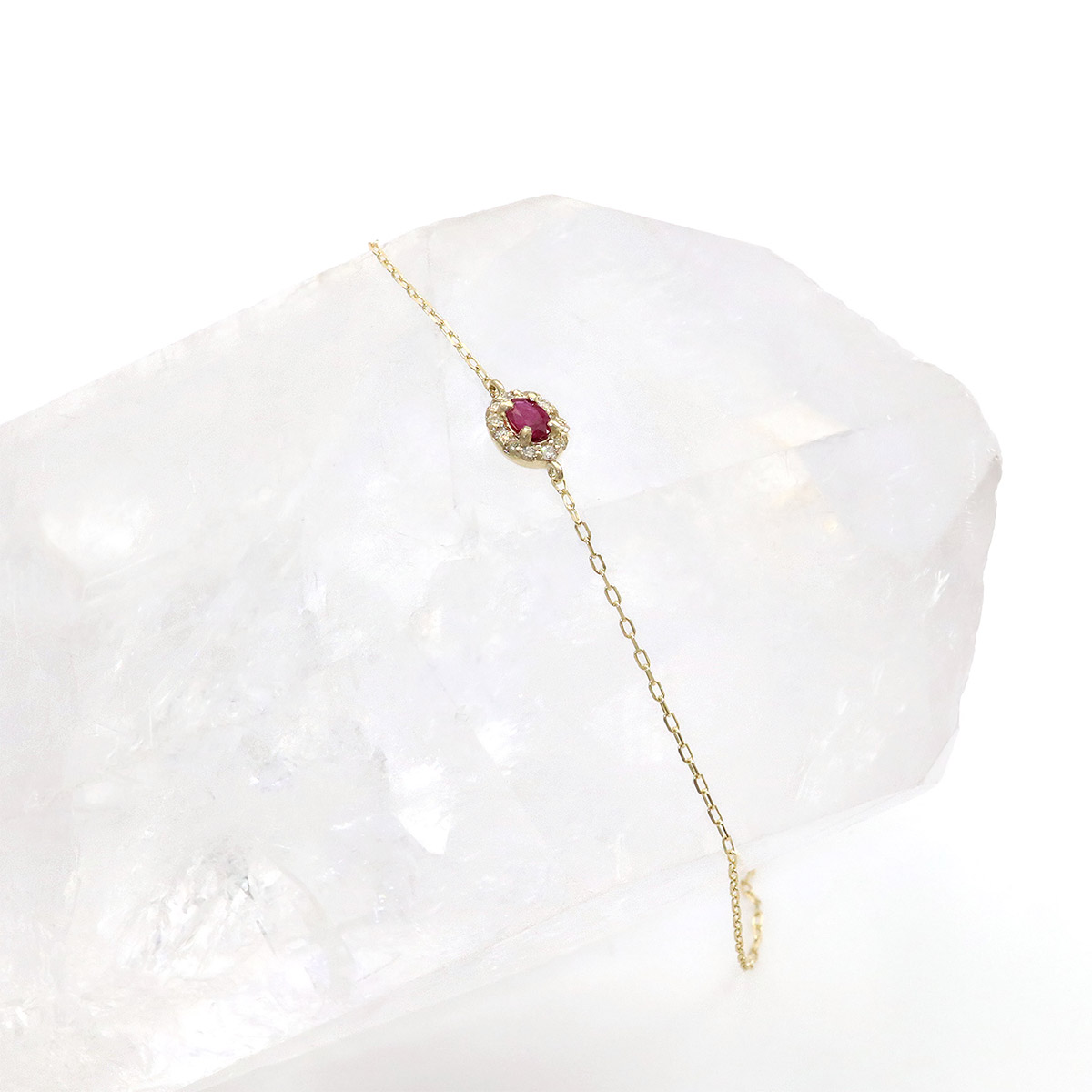 彼女へのプレゼント K10YG ルビー＆ダイヤモンド ブレスレット