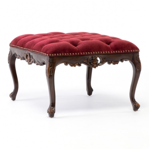 ロココ調 スツール オットマン ワイドサイズ ブラウンxレッド 1160