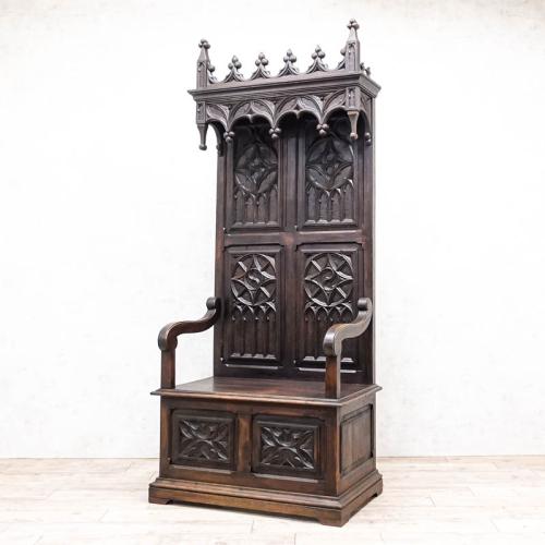 フレンチアンティーク 王様の椅子 玉座 オーク材 v_70393