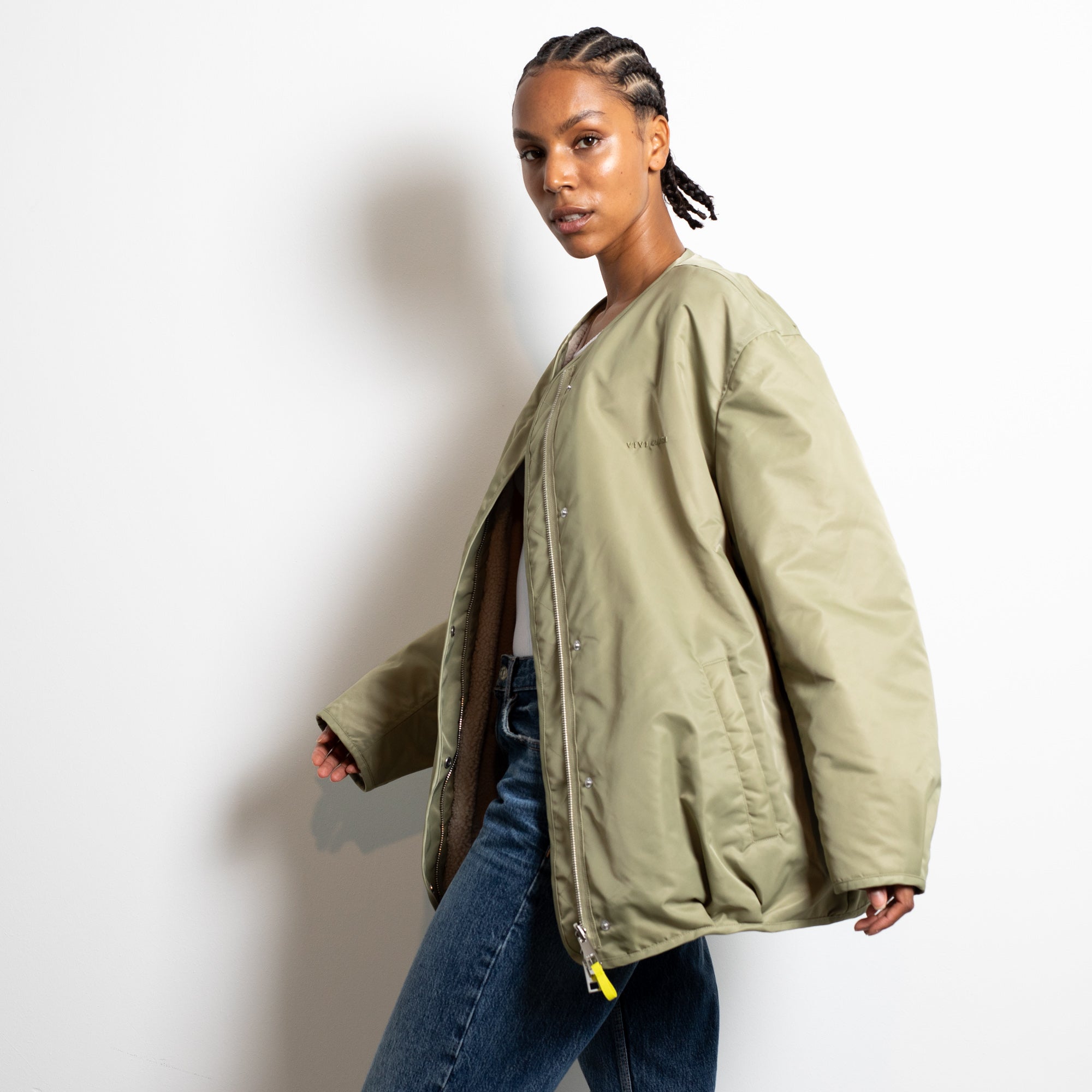 Reversible Bomber Jacket - pale olive/sand - VIVI MARI