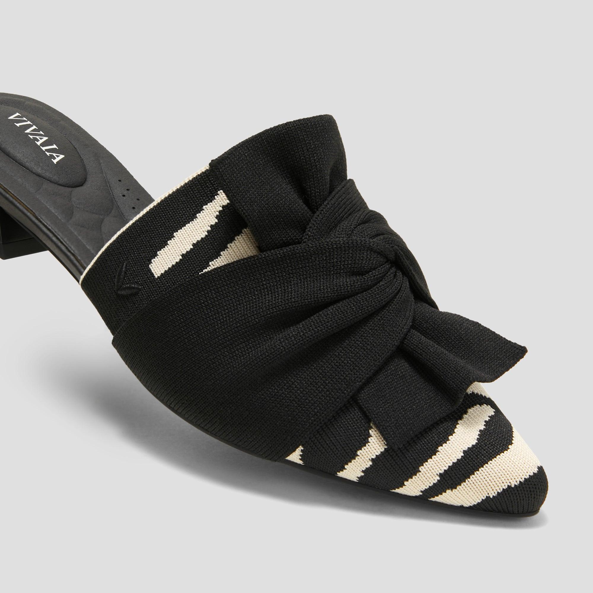 Yaffa Pro] ポインテッドトゥ ノットデザイン サンダル/ミュール