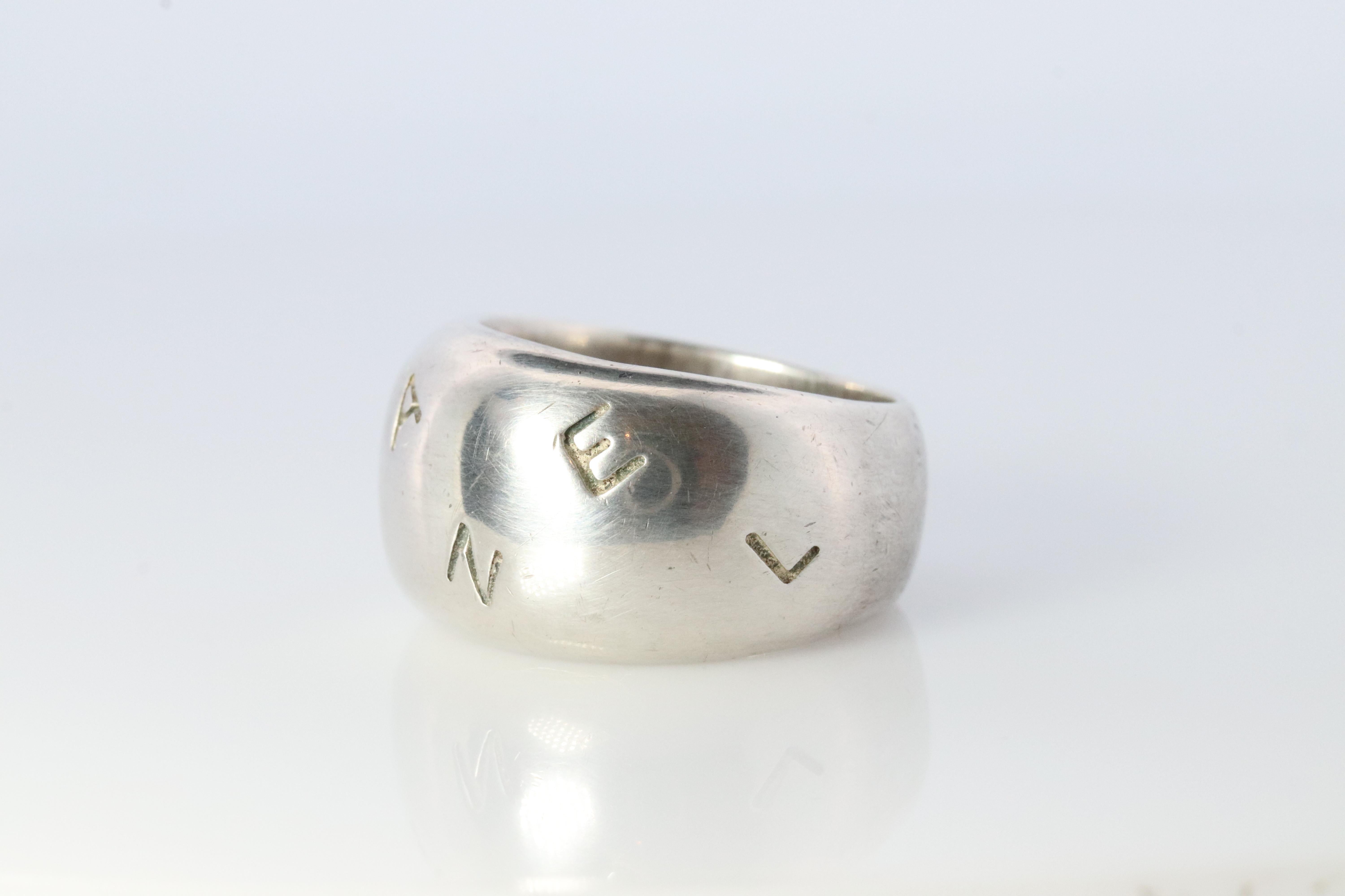 Chanel Ring. Genuine CHANEL Hoop Logo Letters Sterling Silver 925