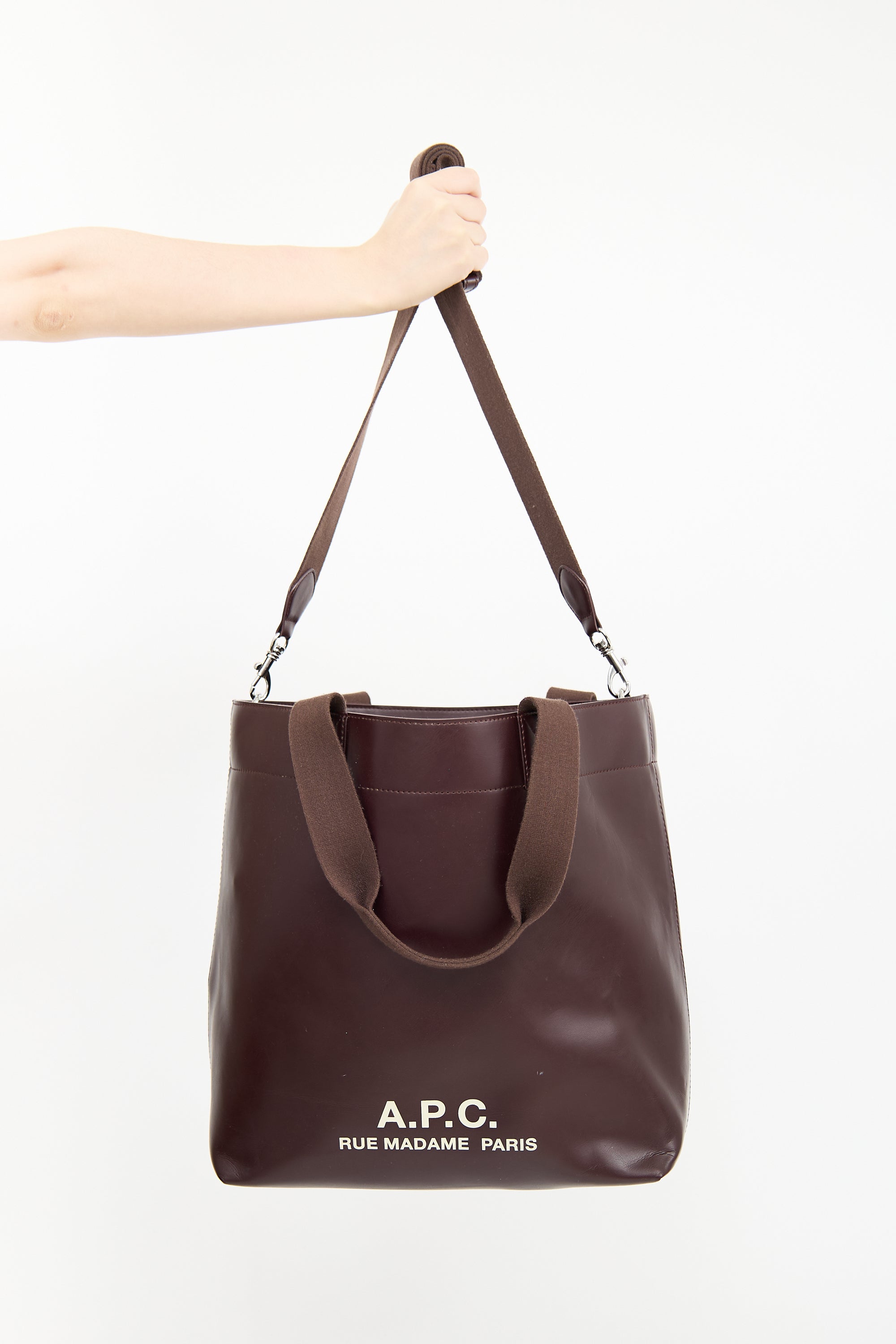 A.P.C. // Burgundy Vinyl Eddy Tote Bag – VSP Consignment
