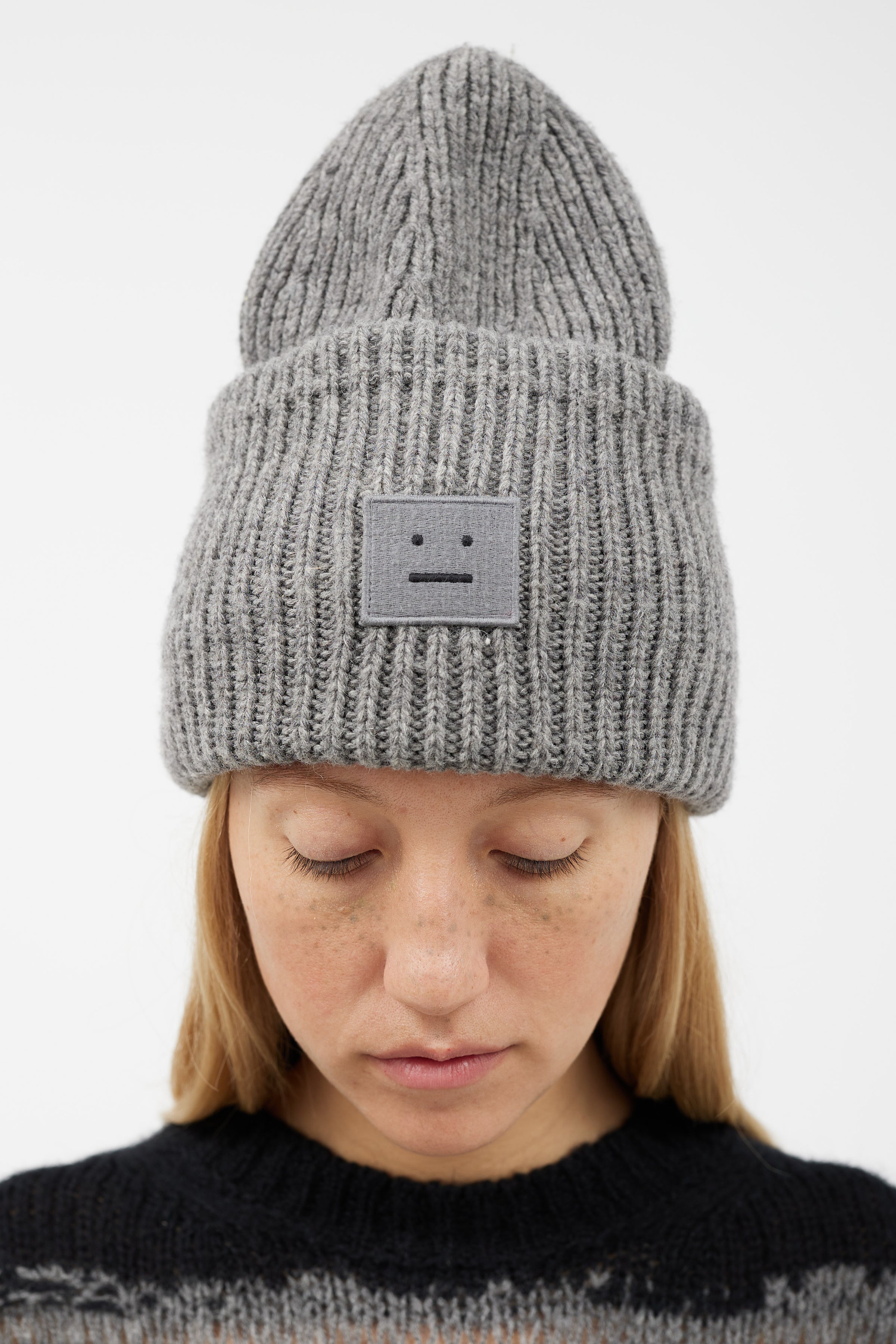 Acne Studios // Grey Wool Knit Face Beanie – VSP Consignment