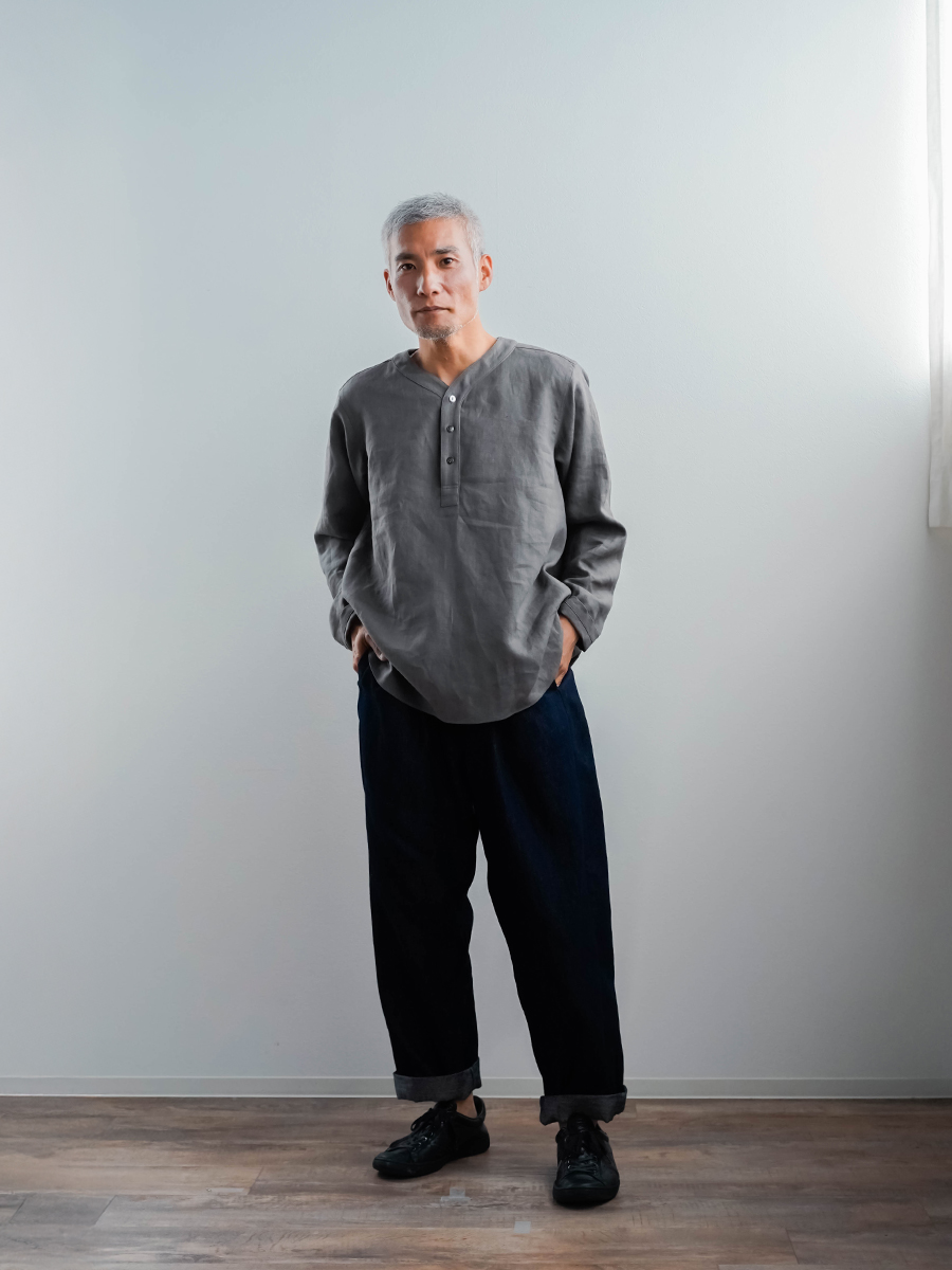 リネントップス】快適さ無制限 スリーピングシャツ ／ 鈍色 t030c-nib1