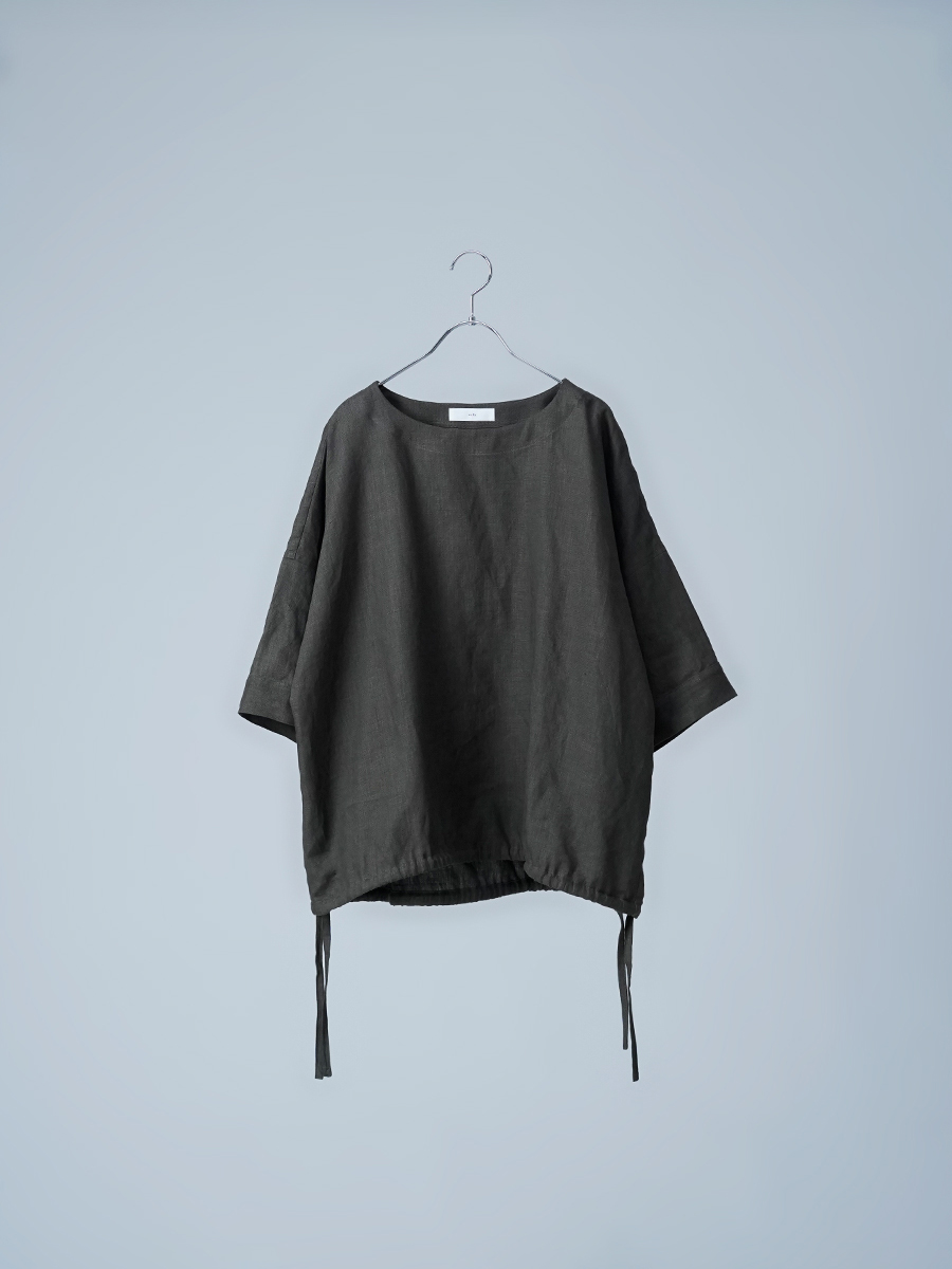 リネントップス】素材の美しさを活かした 裾ブラウジング トップス