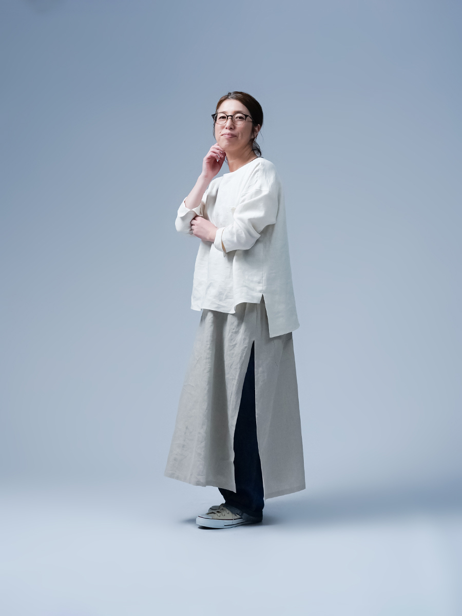 リネントップス】前後差の着丈がポイント！ ポケット付き ゆるT