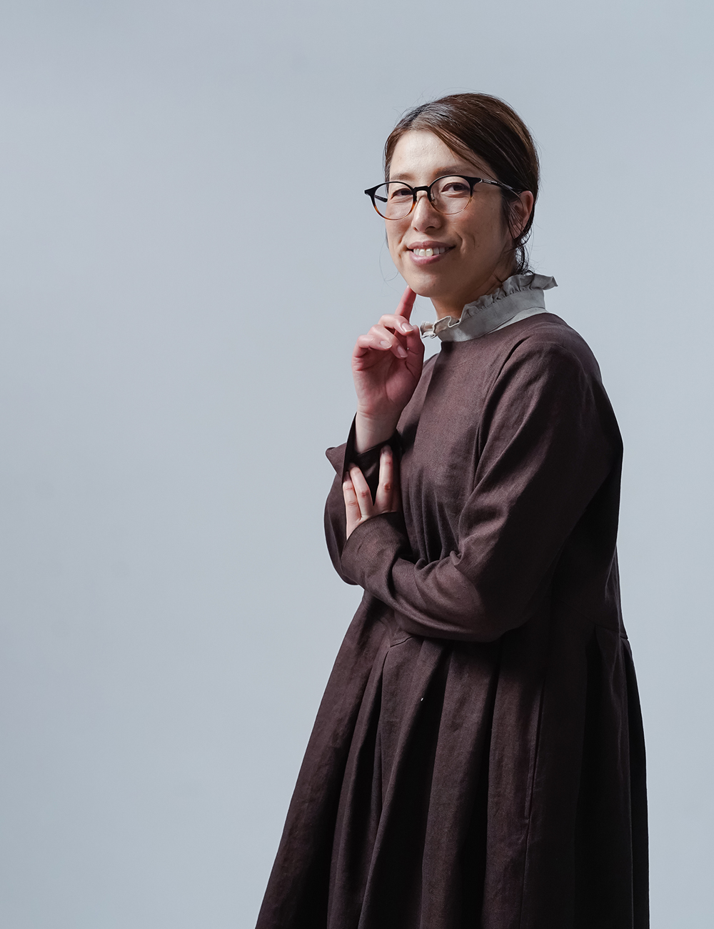 wafu】【リネンワンピース】鍵盤タック ソロテックス ワンピース