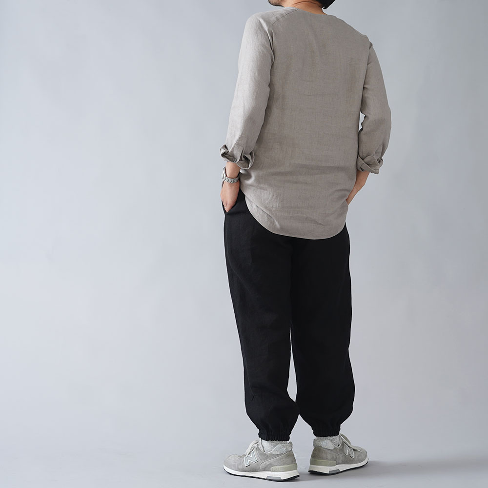 リネンパンツ】リネンもんぺ /ブラック b005d-bck2