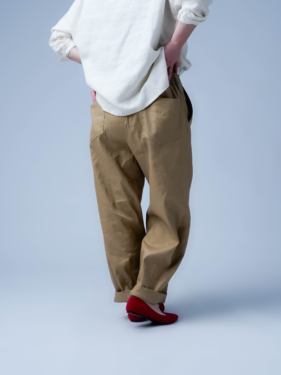 リネンソロテックス】肩肘張らない リラックスワイドパンツ