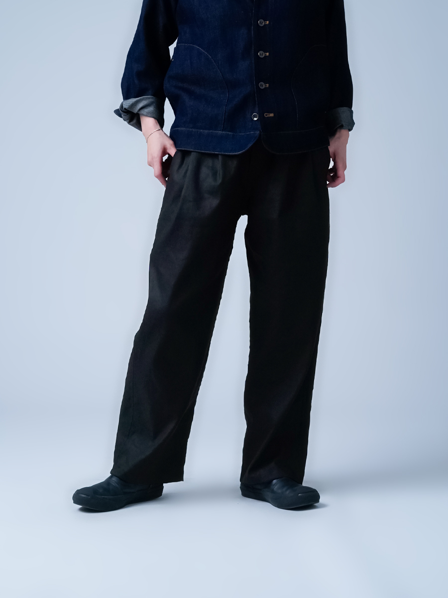 リネンソロテックス】遠藤パンツ2 スラントポケットパンツ／ ブラック