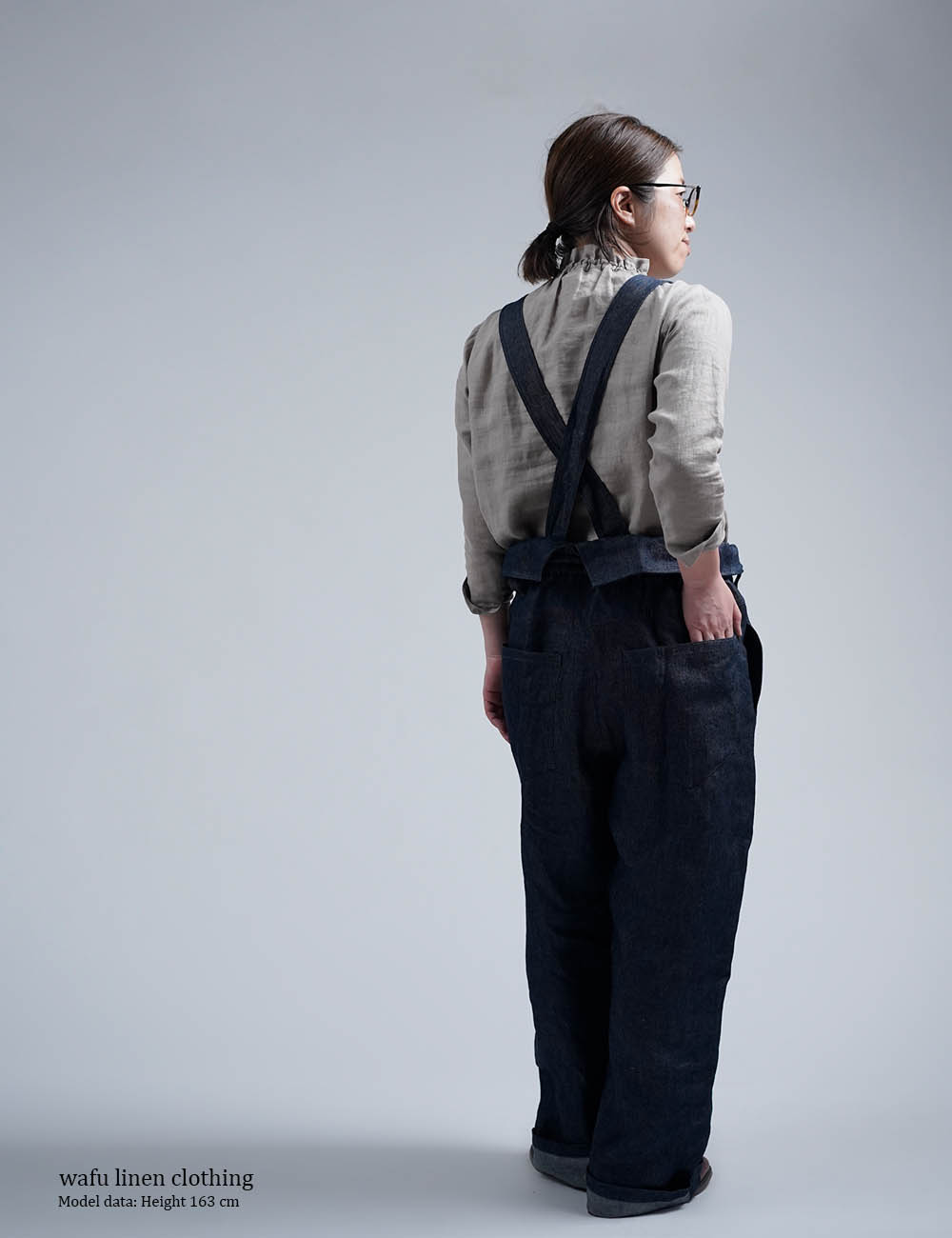 受注製作】リネンデニム サロペット オーバーオール リネンパンツ