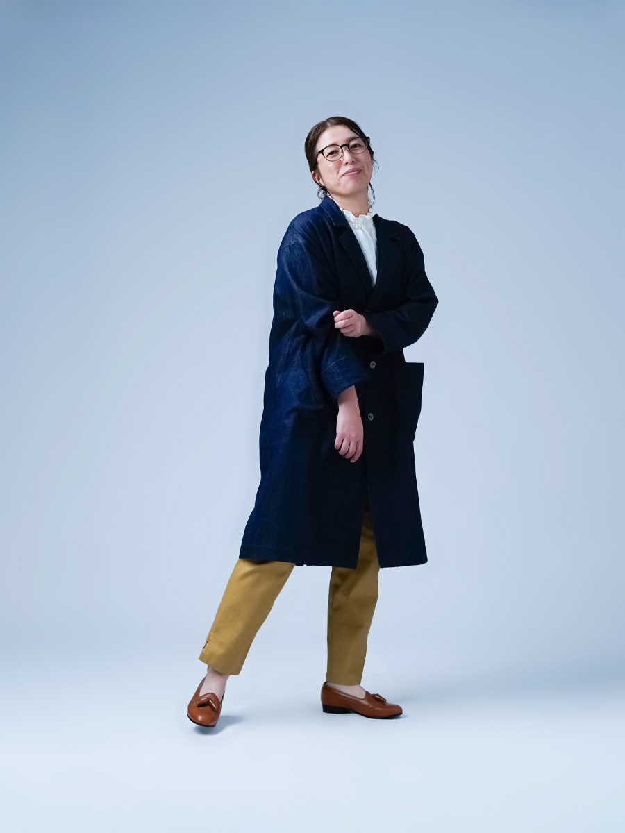 リネンデニムコート】創造力を刺激する デニム アトリエコート