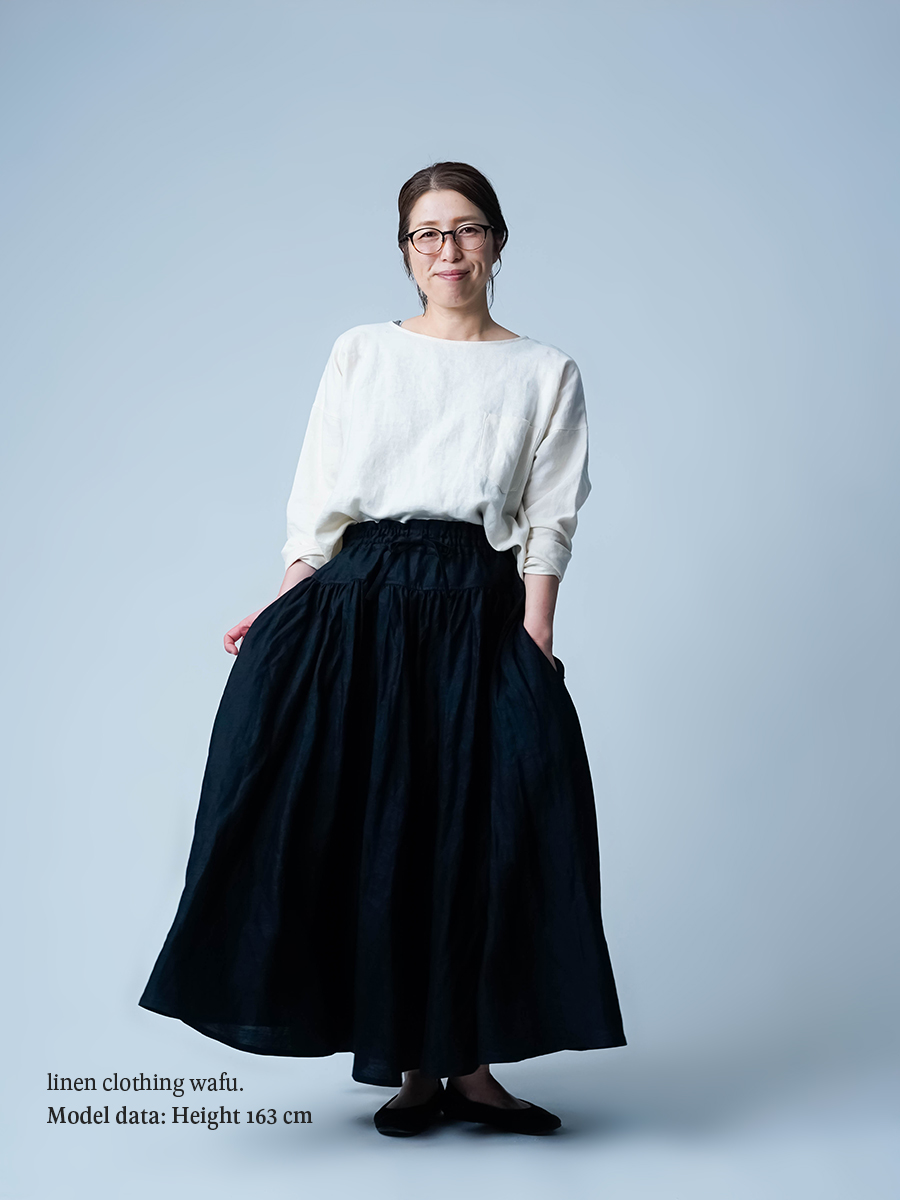 リネンスカート】上品に広がる“核心”のシルエット 切替ギャザー マキシ