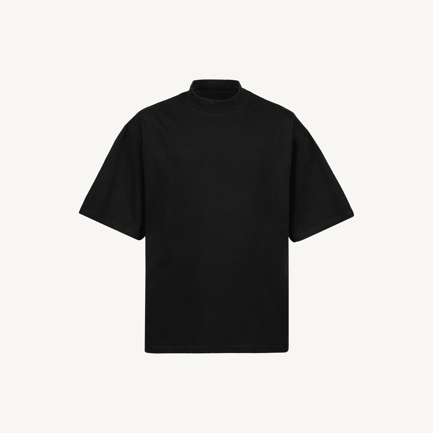 Black Oversized Mock Neck Tee. – WATC STUDIO