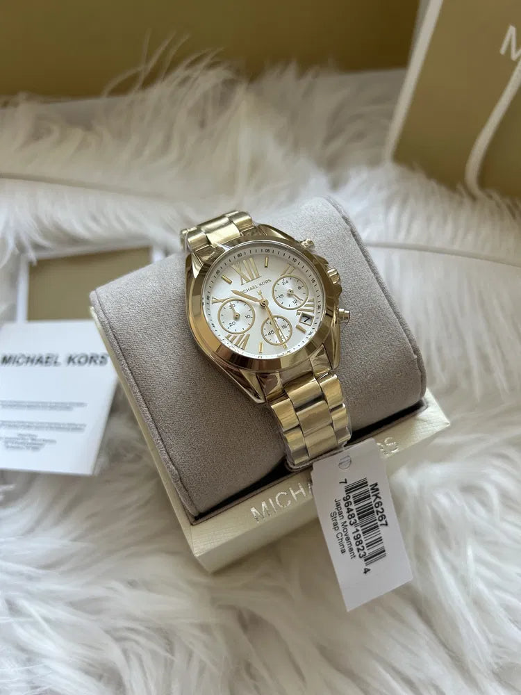 Michael Kors Lexington Quartz Gold Dial Gold Steel Strap Watch For