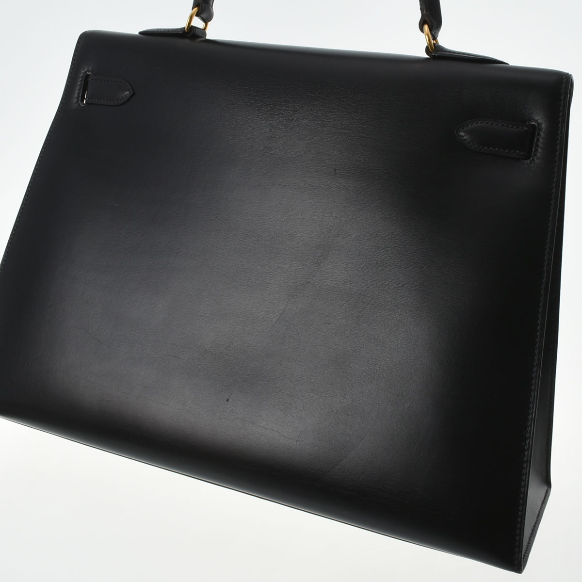 ケリー 35 外縫い 2WAY ブラック/ゴールド金具 ボックスカーフ HERMES