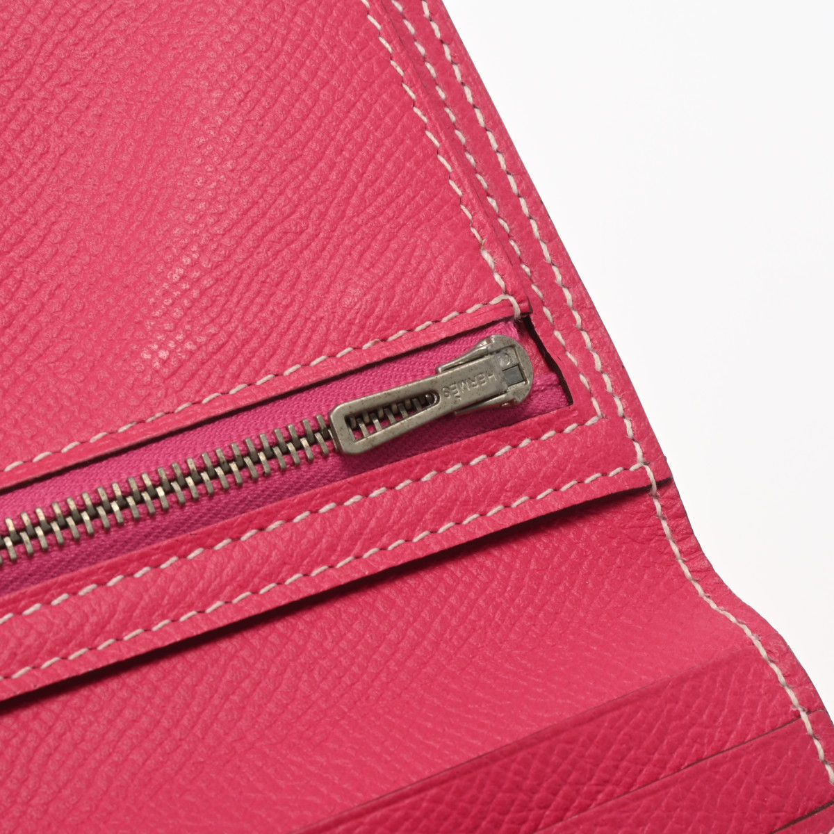 エルメス ベアン デュプリ 三つ折り財布 ローズディリアン ヴォー