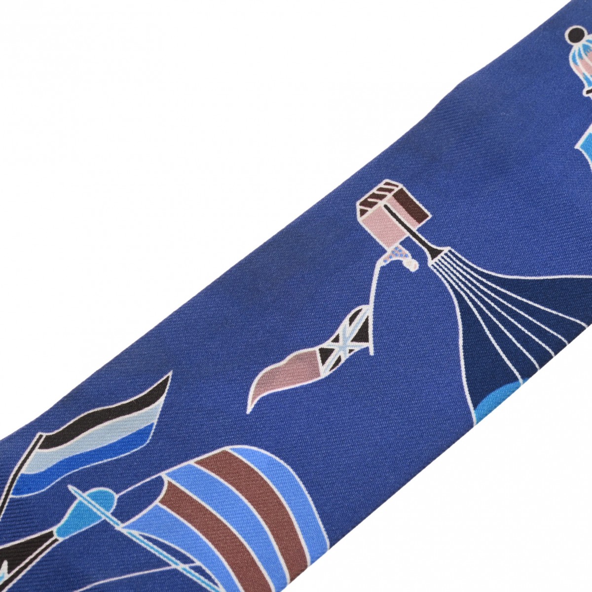 エルメス ツイリー LES FOLIES DU CIEL ブルー系マルチカラー シルク