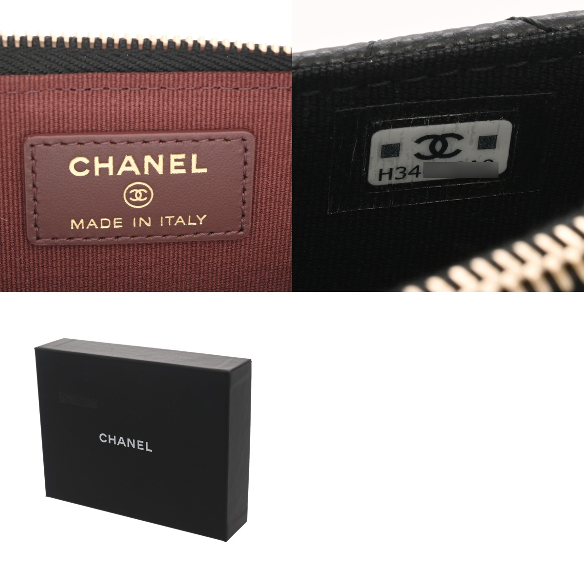 シャネル マトラッセ クラシック ジップ カードケース ブラック AP3179