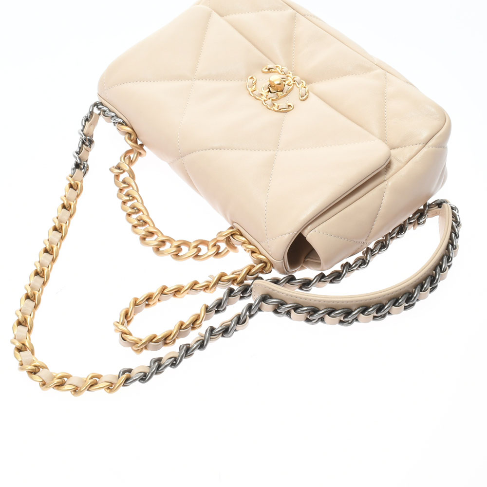 シャネル / CHANEL CHANEL19 ハンドバッグ ベージュ/ゴールド/シルバー