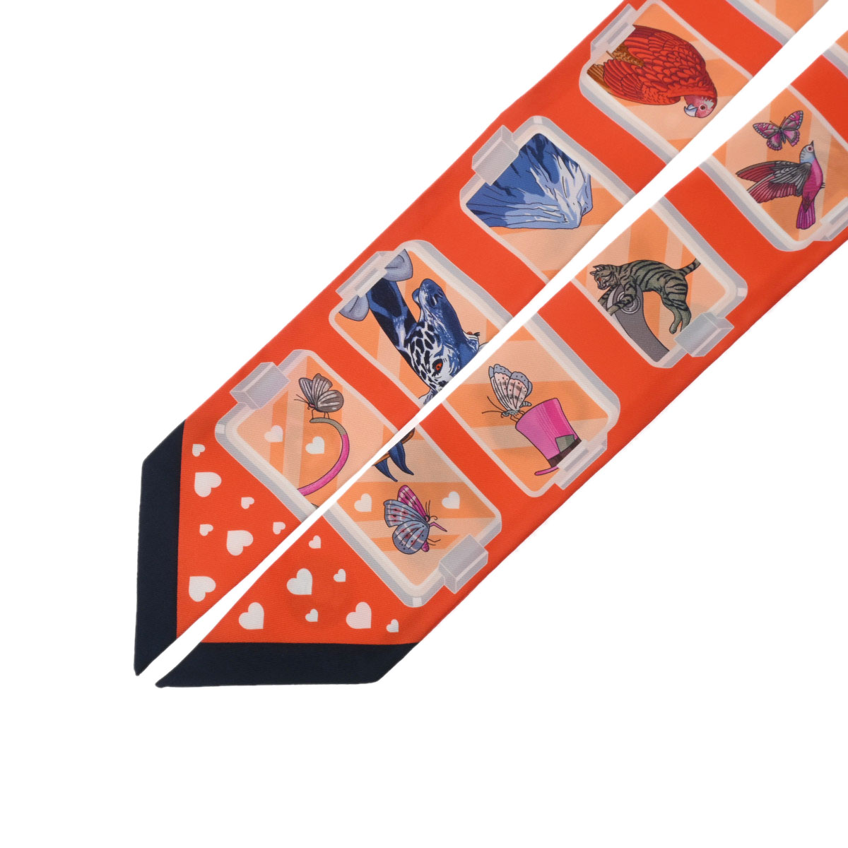 エルメス ツイリー HERMES STORY オレンジ 063875S シルク100