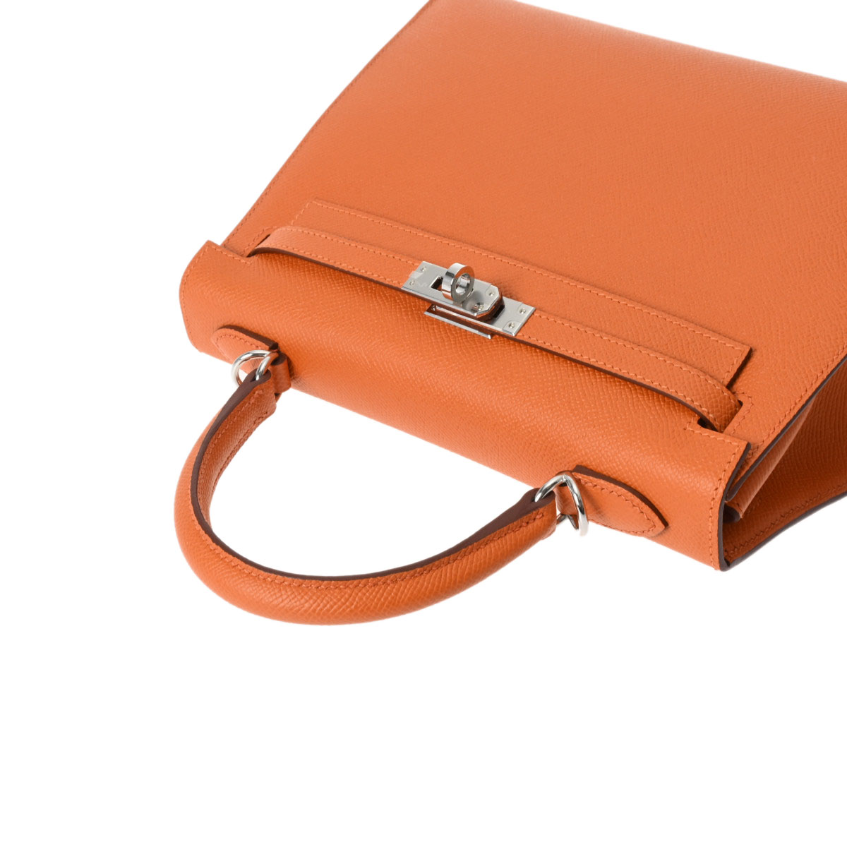 エルメス ケリー 25 外縫い オレンジ/パラジウム金具 ヴォーエプソン