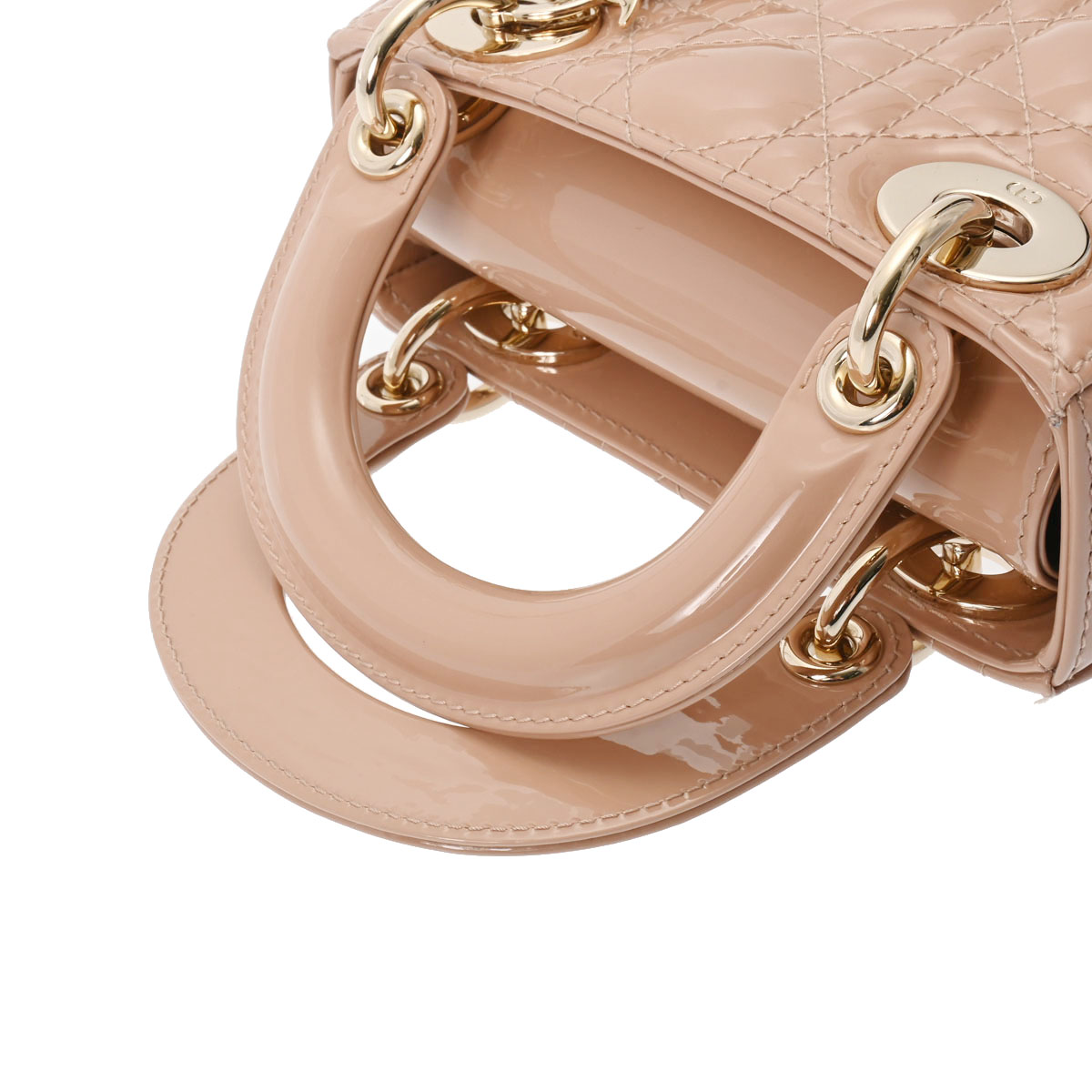 ディオール LADY DIOR ミニバッグ カナージュ ピンクベージュ/ゴールド