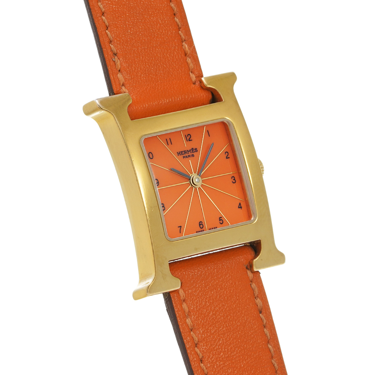 エルメス Hウォッチ HH1.210 オレンジ レディース 時計 【中古