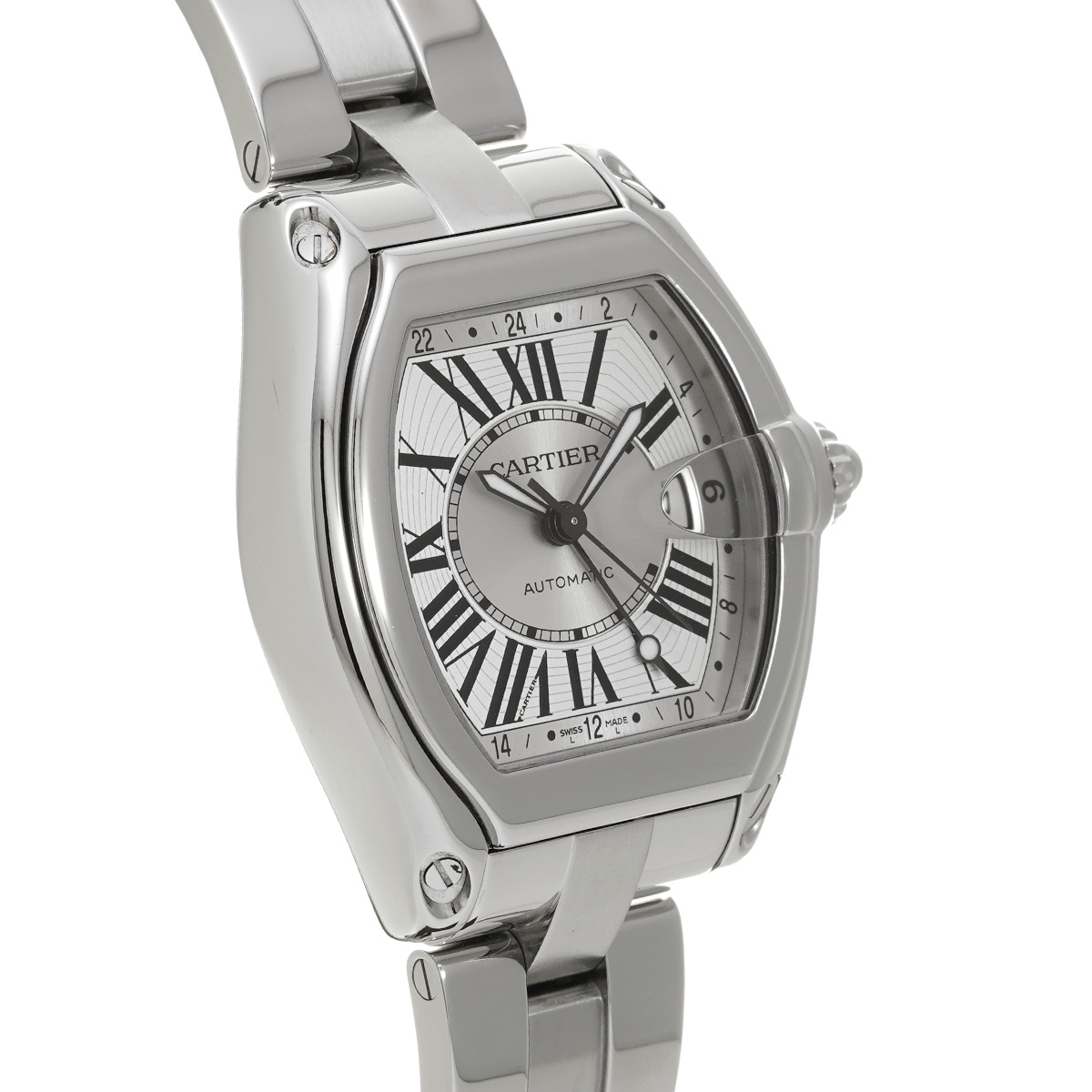 カルティエ ロードスター GMT W62032X6 シルバー メンズ 時計 【中古