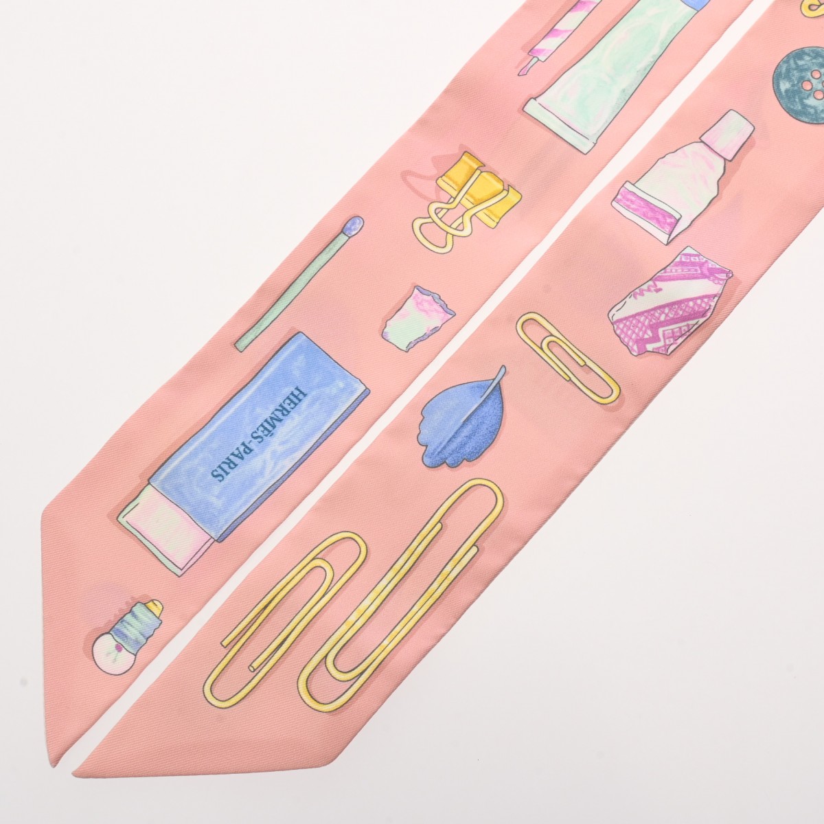 エルメス ツイリー IN THE POCKET ピンク系/マルチカラー シルク100