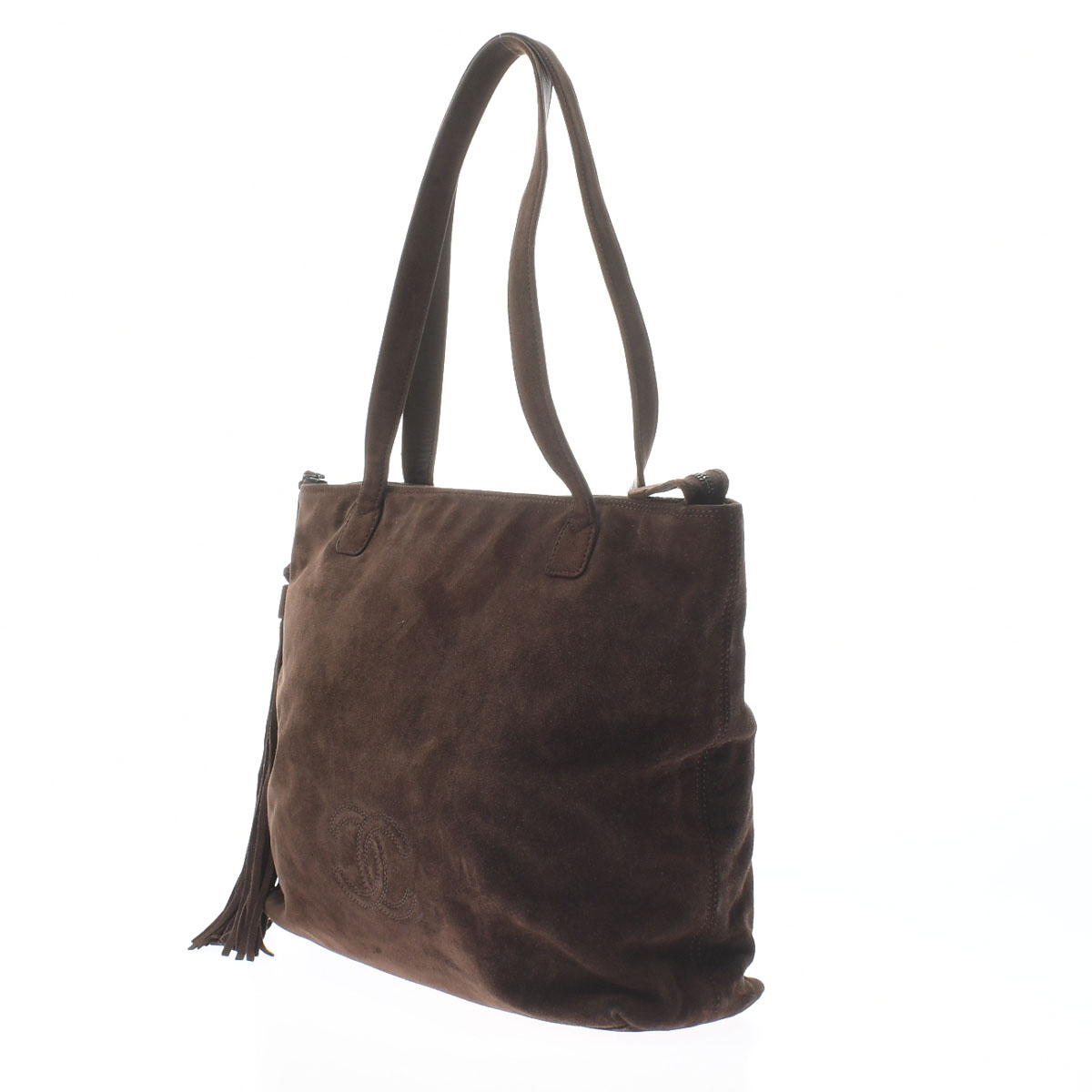 シャネル / CHANEL ココマーク フリンジ ブラウン スエード レディース