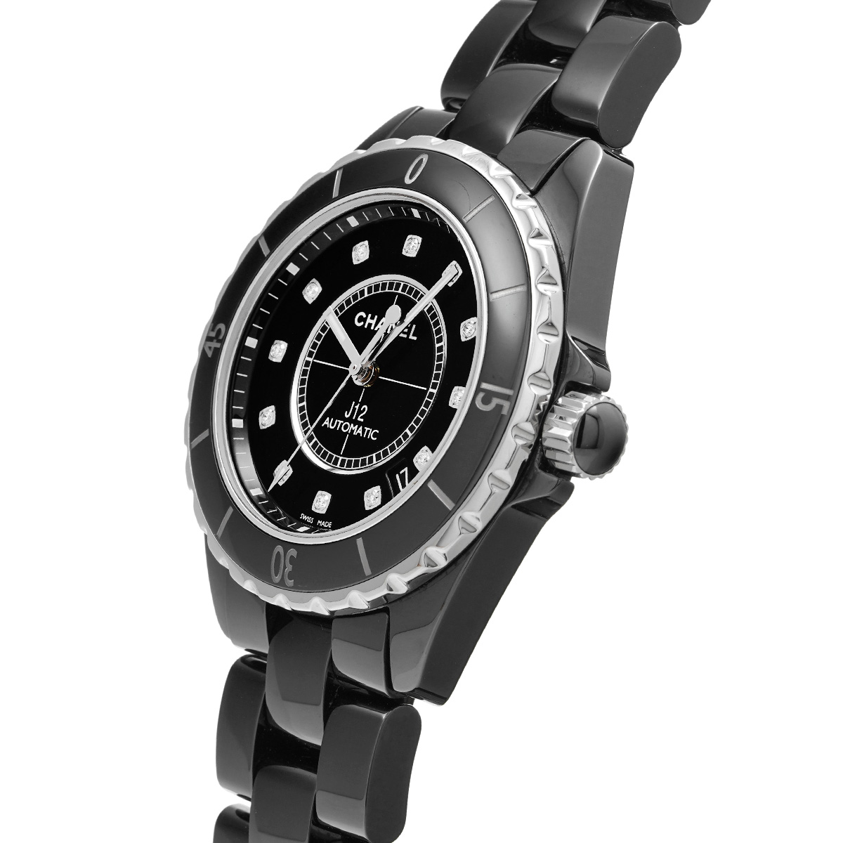 シャネル / CHANEL J12 38MM H1626 ブラックラッカー/ダイヤモンド