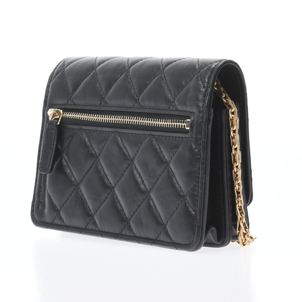 シャネル 2.55 チェーンクラッチバッグ ブラック エイジドカーフスキン