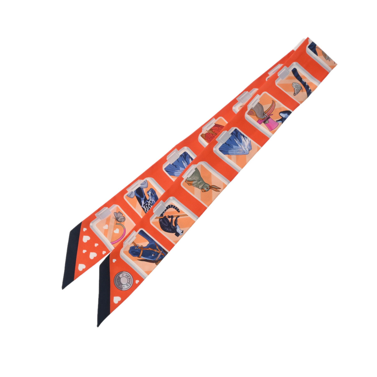 エルメス ツイリー HERMES STORY オレンジ 063875S シルク100