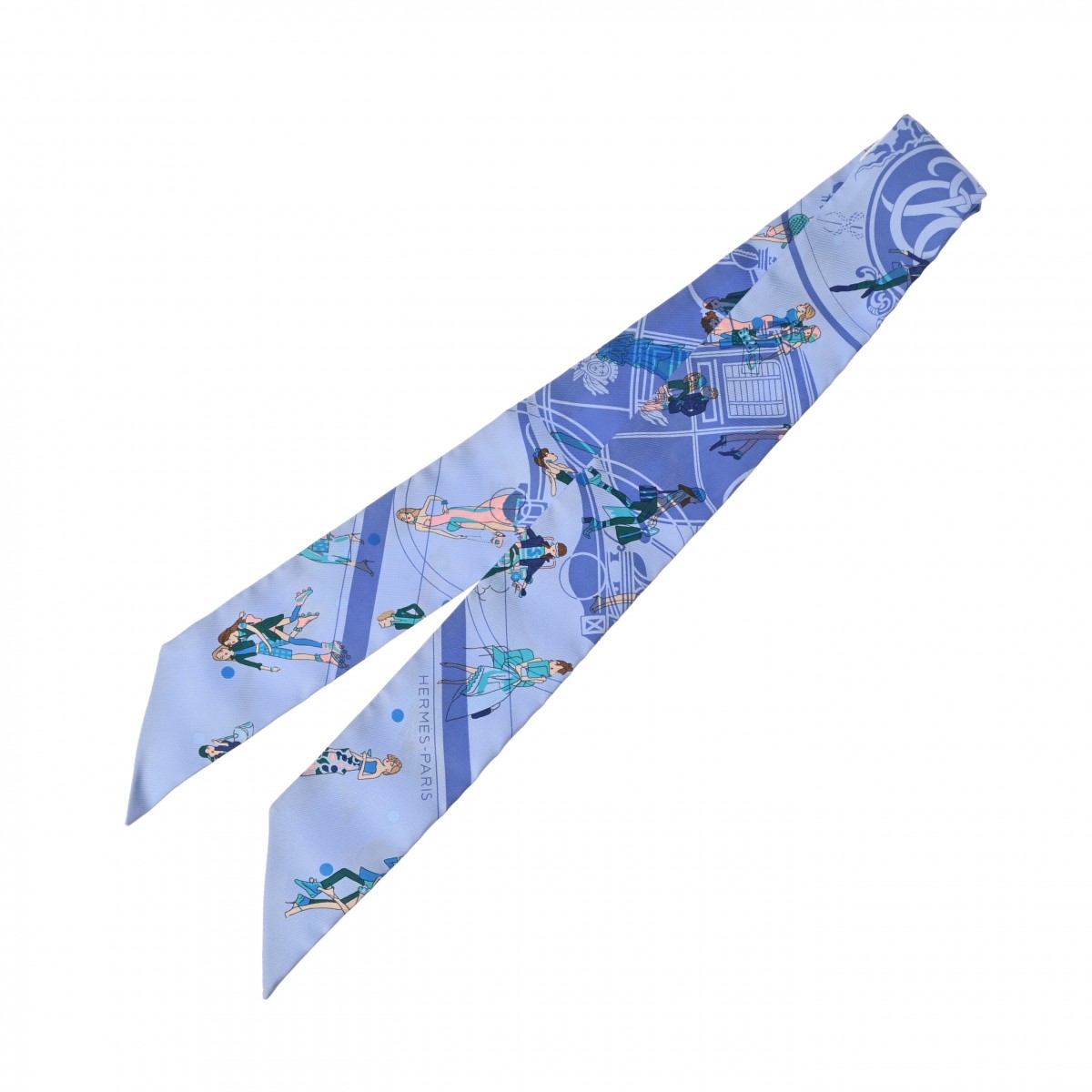 エルメス ツイリー EX-LIBRIS LES PARISIENNES ブルー 063416S シルク