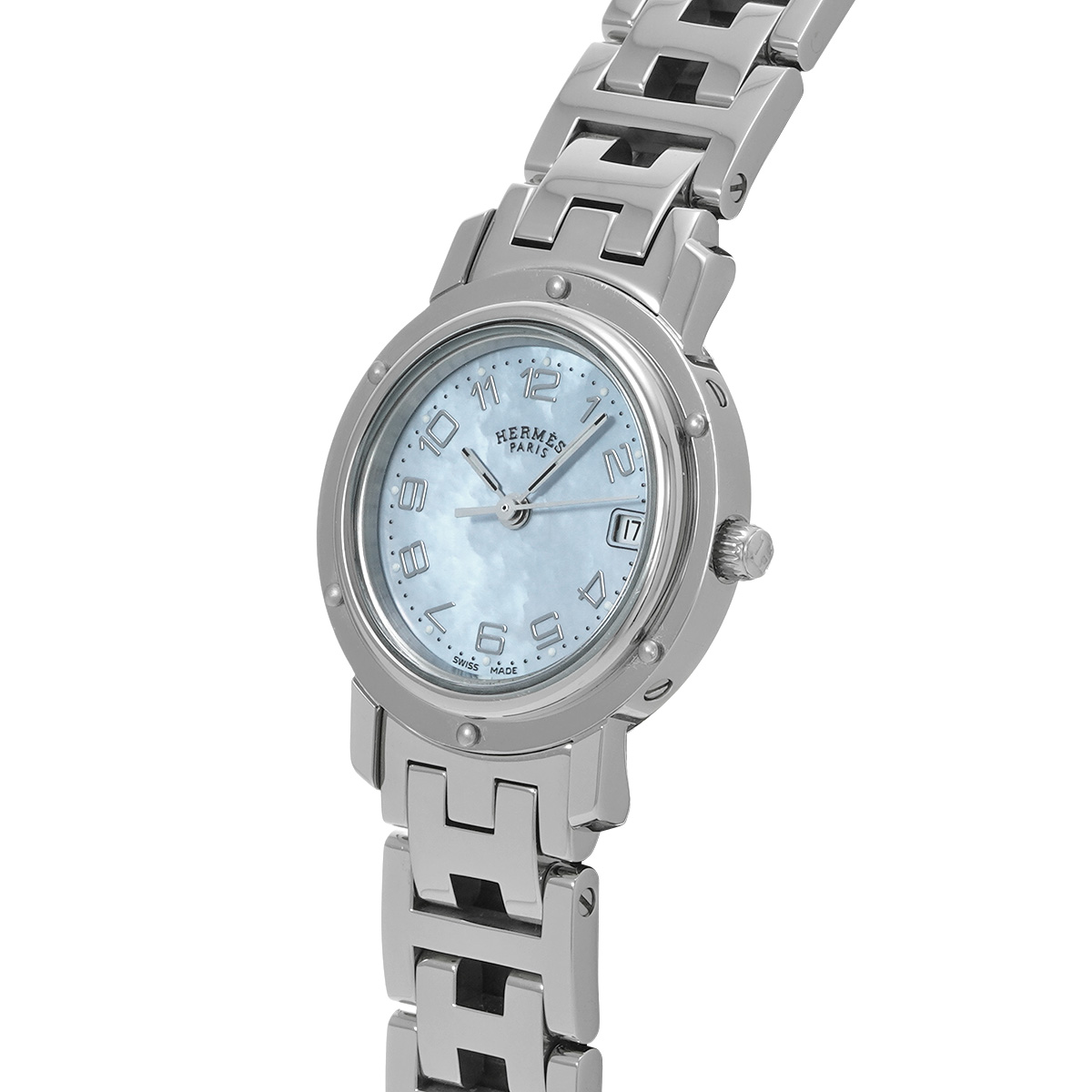 エルメス クリッパー ナクレ CL4.210 ブルーシェル レディース 時計