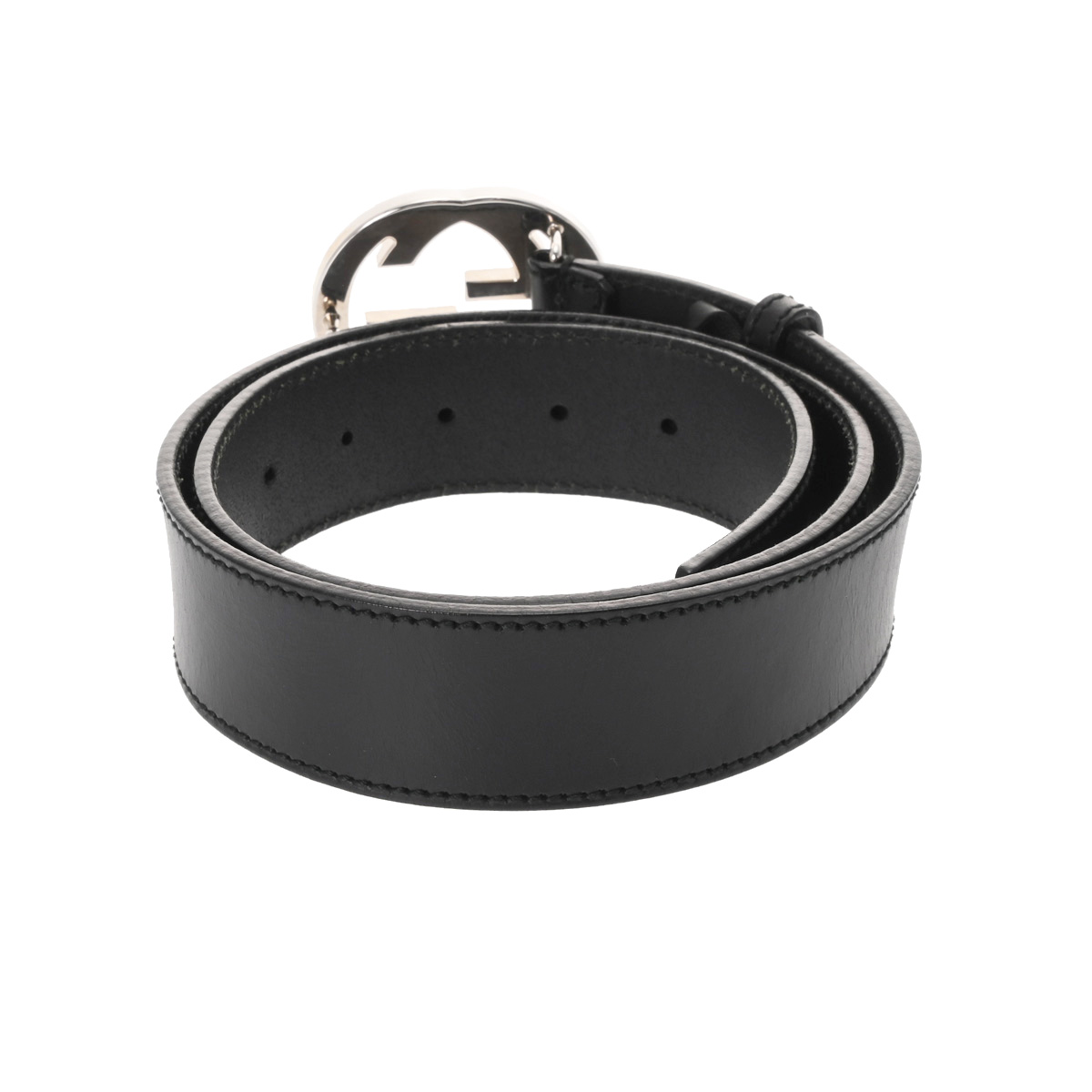 グッチ インターロッキングG #90 ブラック 114984 レザー レディース