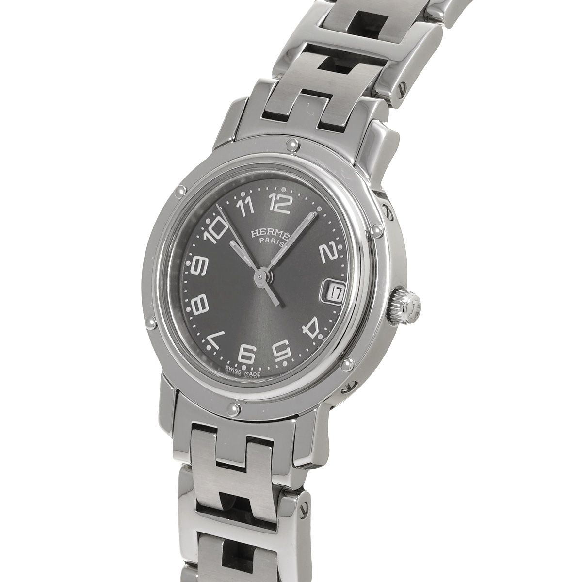 エルメス クリッパー CL4.210 ホワイトシェル レディース 時計 【中古