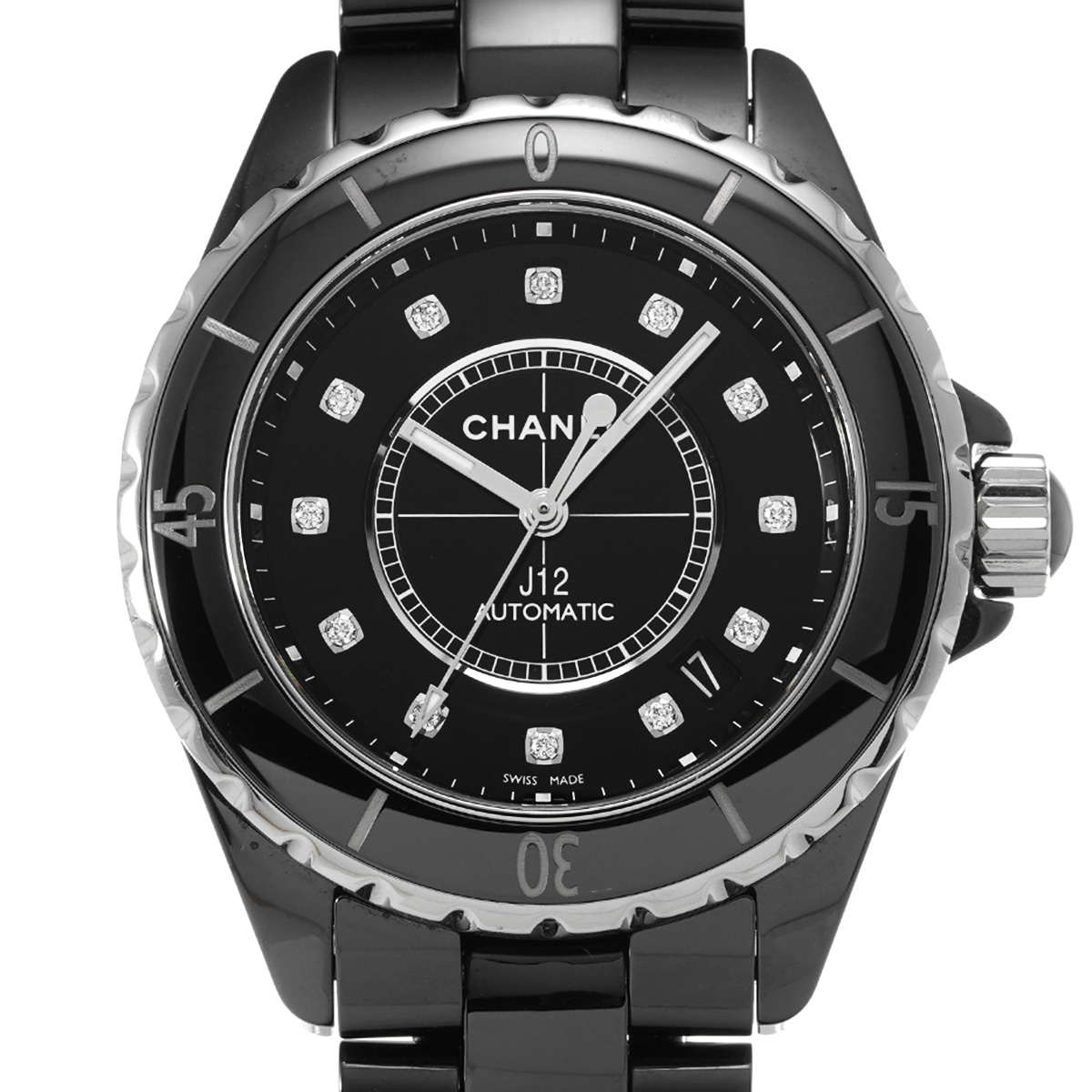 シャネル / CHANEL J12 38MM H1626 ブラックラッカー/ダイヤモンド