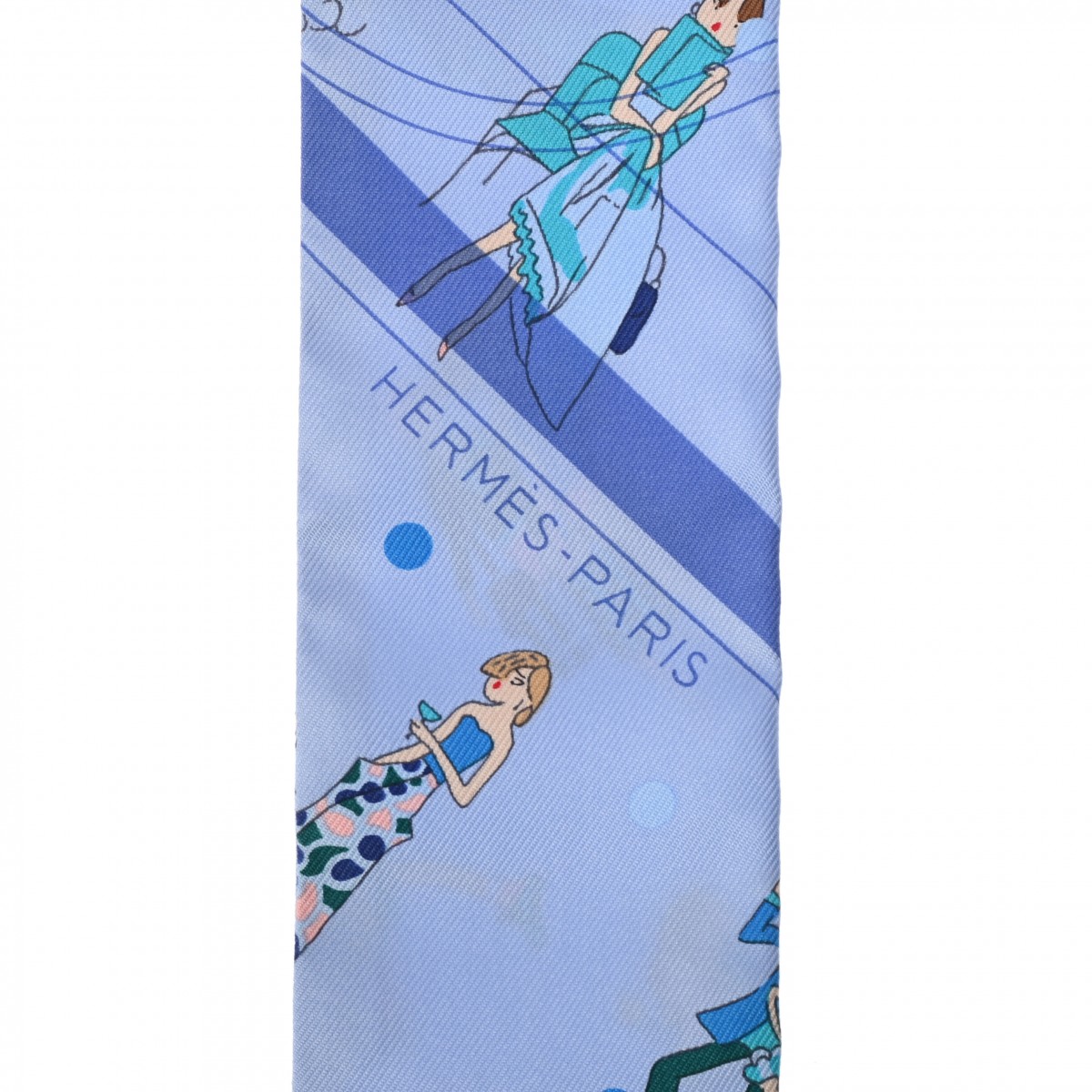 エルメス ツイリー EX-LIBRIS LES PARISIENNES ブルー 063416S シルク