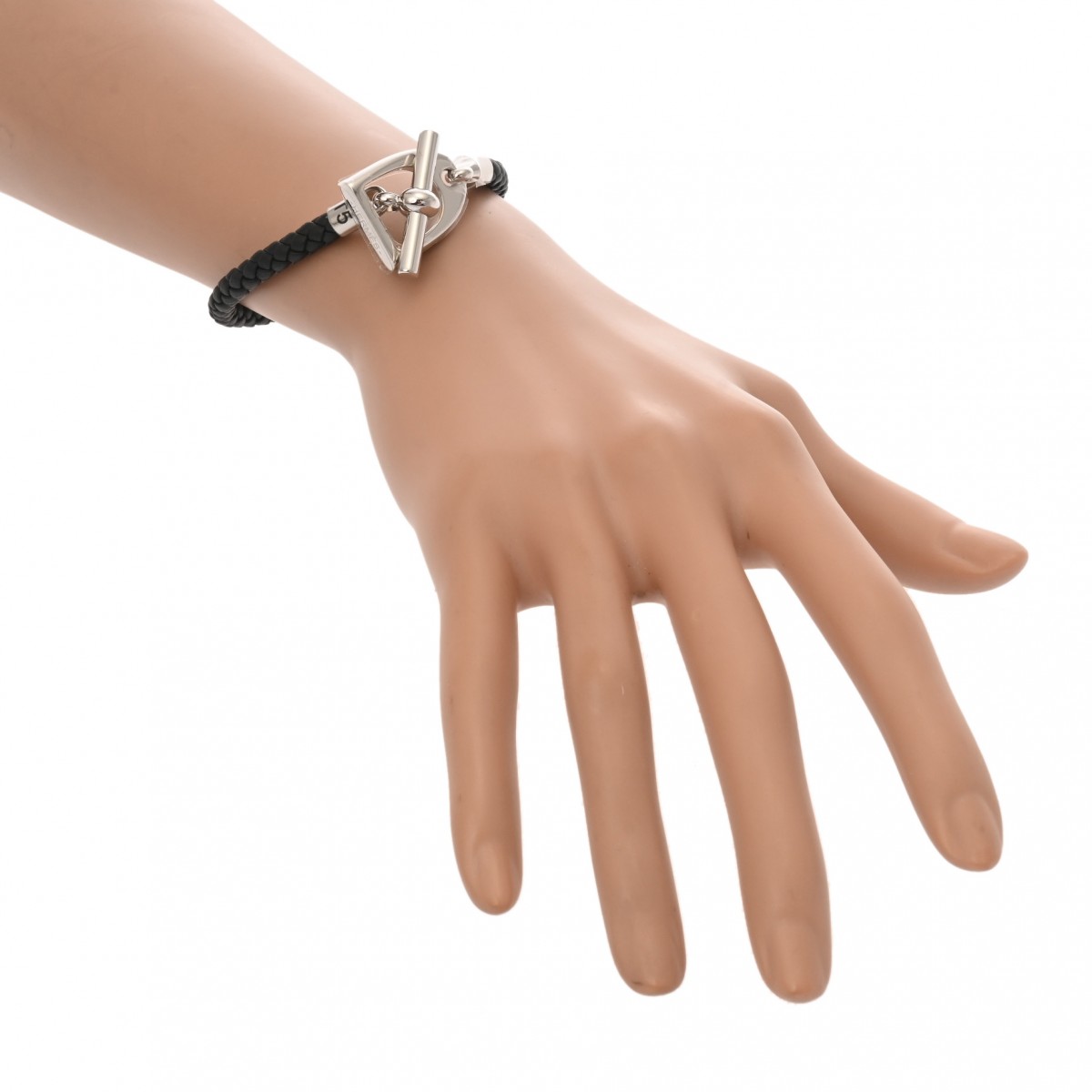 エルメス レザーブレスレット エトリエ T5 ブラック/シルバー金具